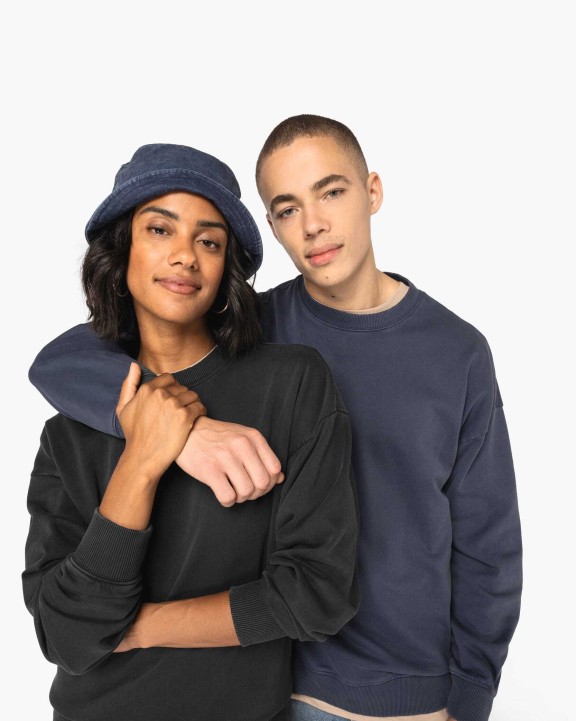 NATIVE SPIRIT Ausgewaschenes umweltfreundliches Oversize Unisex-Sweatshirt mit Rundhalsausschnitt Sweatshirts personalisierbar