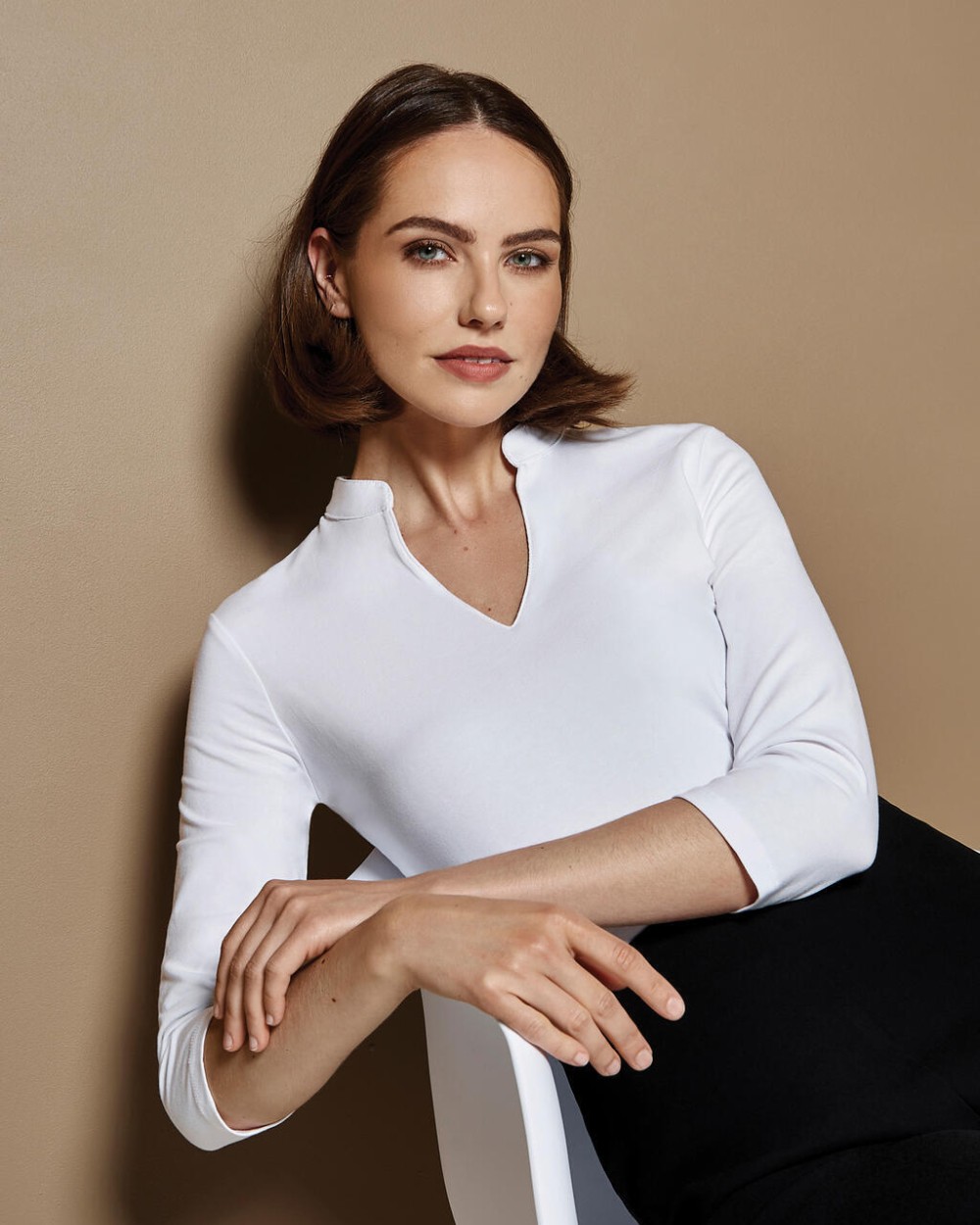 T-Shirts personnalisable KUSTOM KIT Regular Fit Mandarin Collar Top