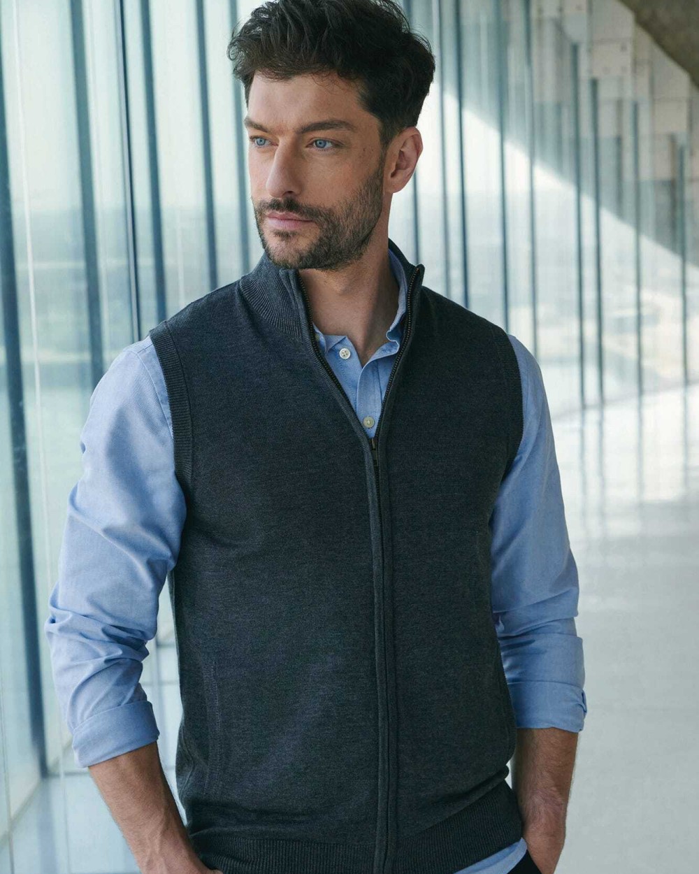 Sweaters & hoodies HENBURY Mouwloze herentrui met rits voor bedrukking &amp; borduring