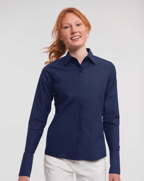 RUSSELL Ladies' Long Sleeve Ultimate Stretch Hemden personalisierbar