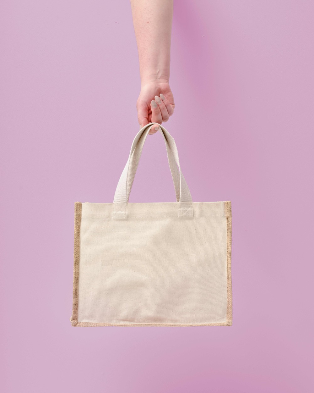 Tassen & Zakken NUTSHELL Jute canvas panel shopper voor bedrukking &amp; borduring