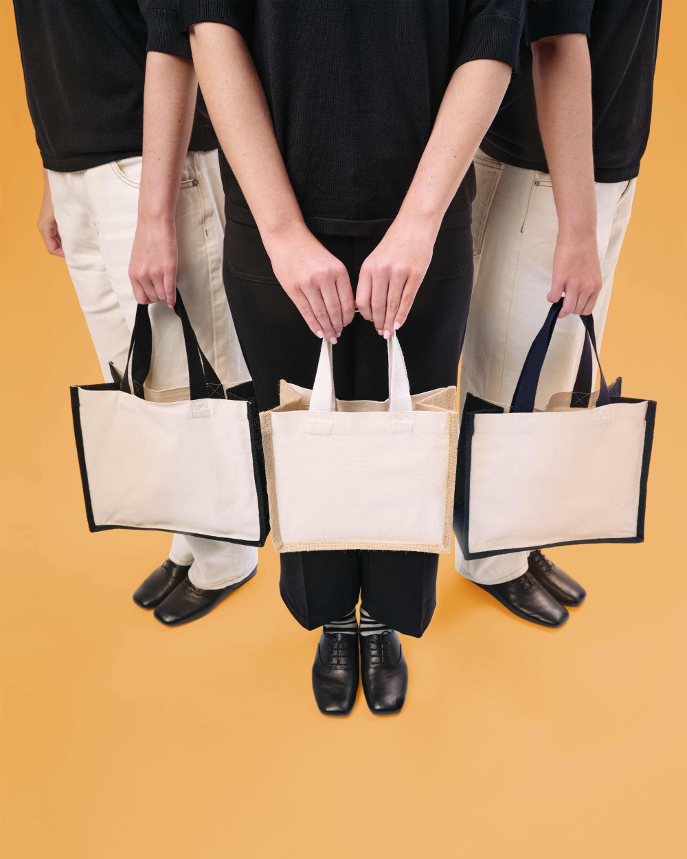 NUTSHELL Jute canvas panel shopper Taschen personalisierbar