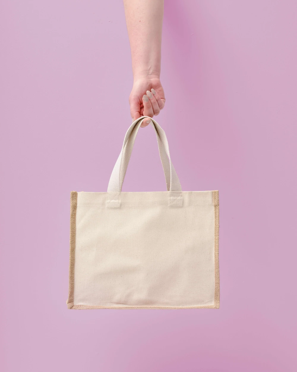 NUTSHELL Jute canvas panel shopper Taschen personalisierbar
