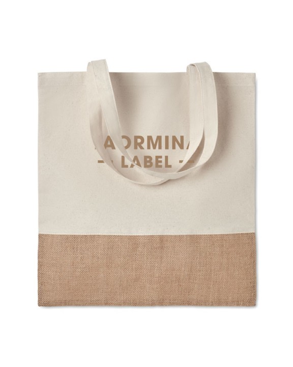 4DO Einkaufstasche mit Jutebesatz Taschen personalisierbar