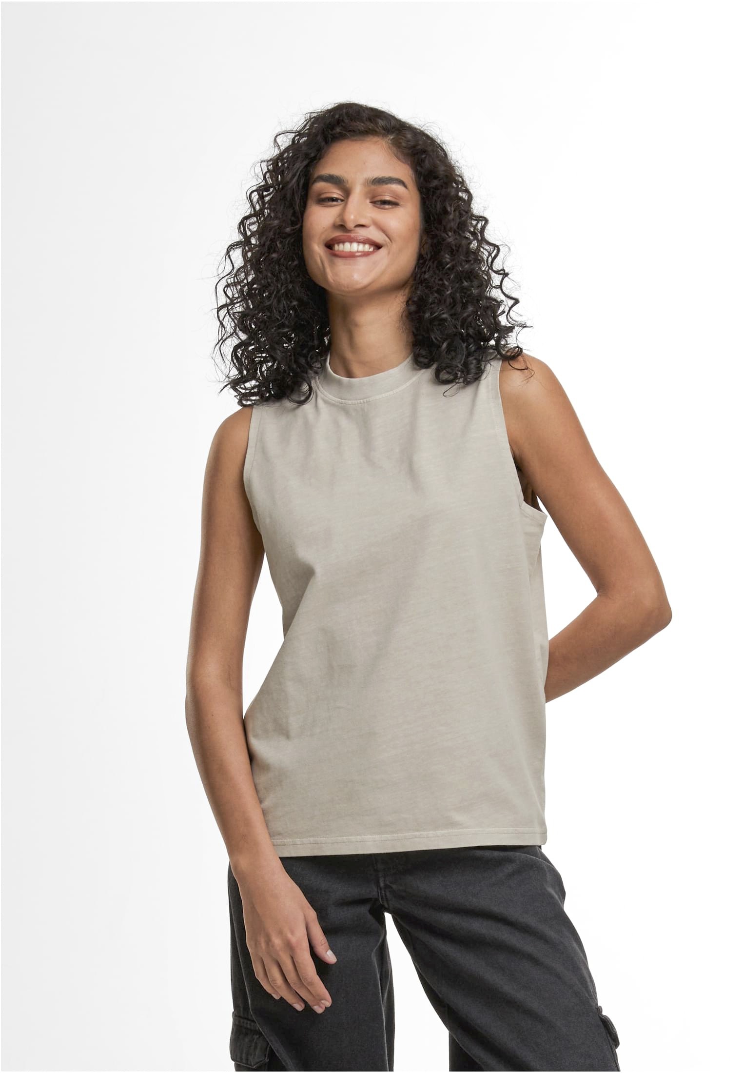 BUILD YOUR BRAND LADIES VINTAGE WASHED SLEEVELESS TEE T-Shirts personalisierbar