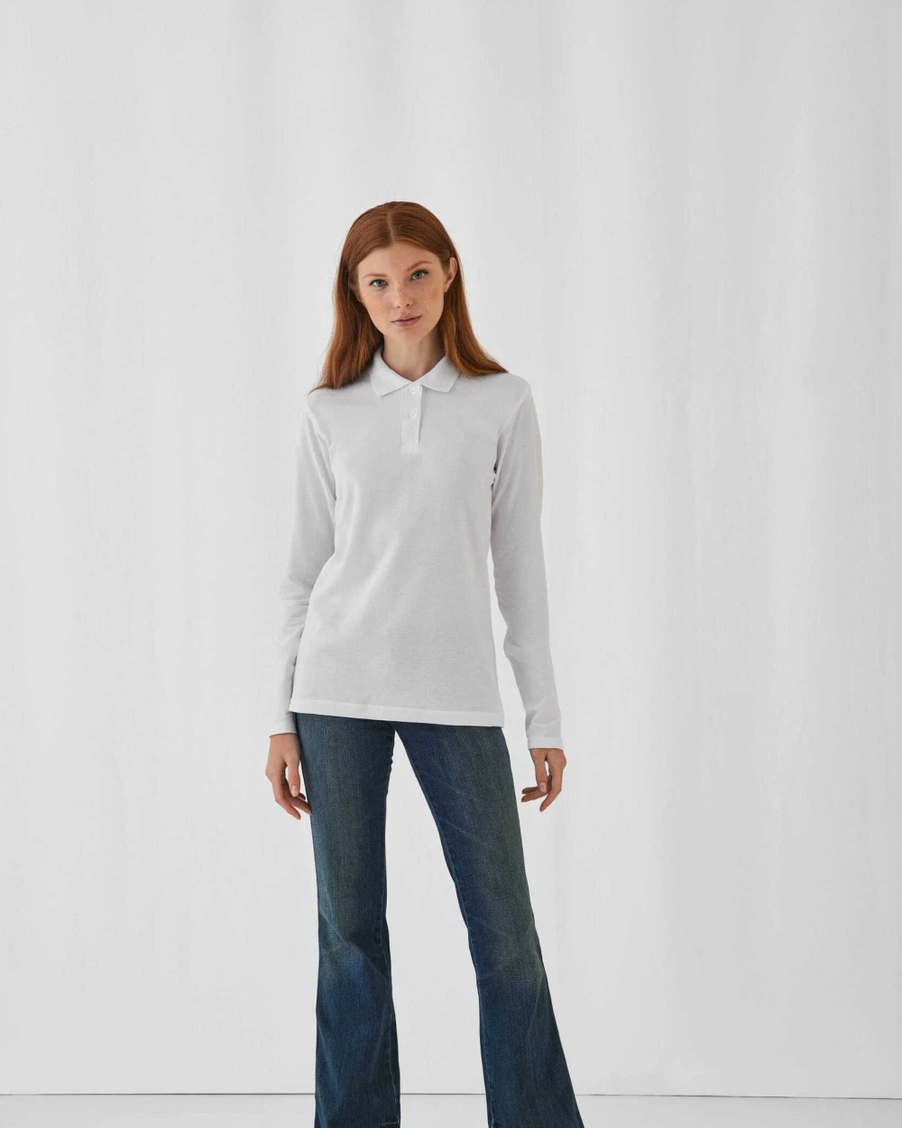 B&C ID.001 Ladies' long-sleeved polo shirt Poloshirts personalisierbar