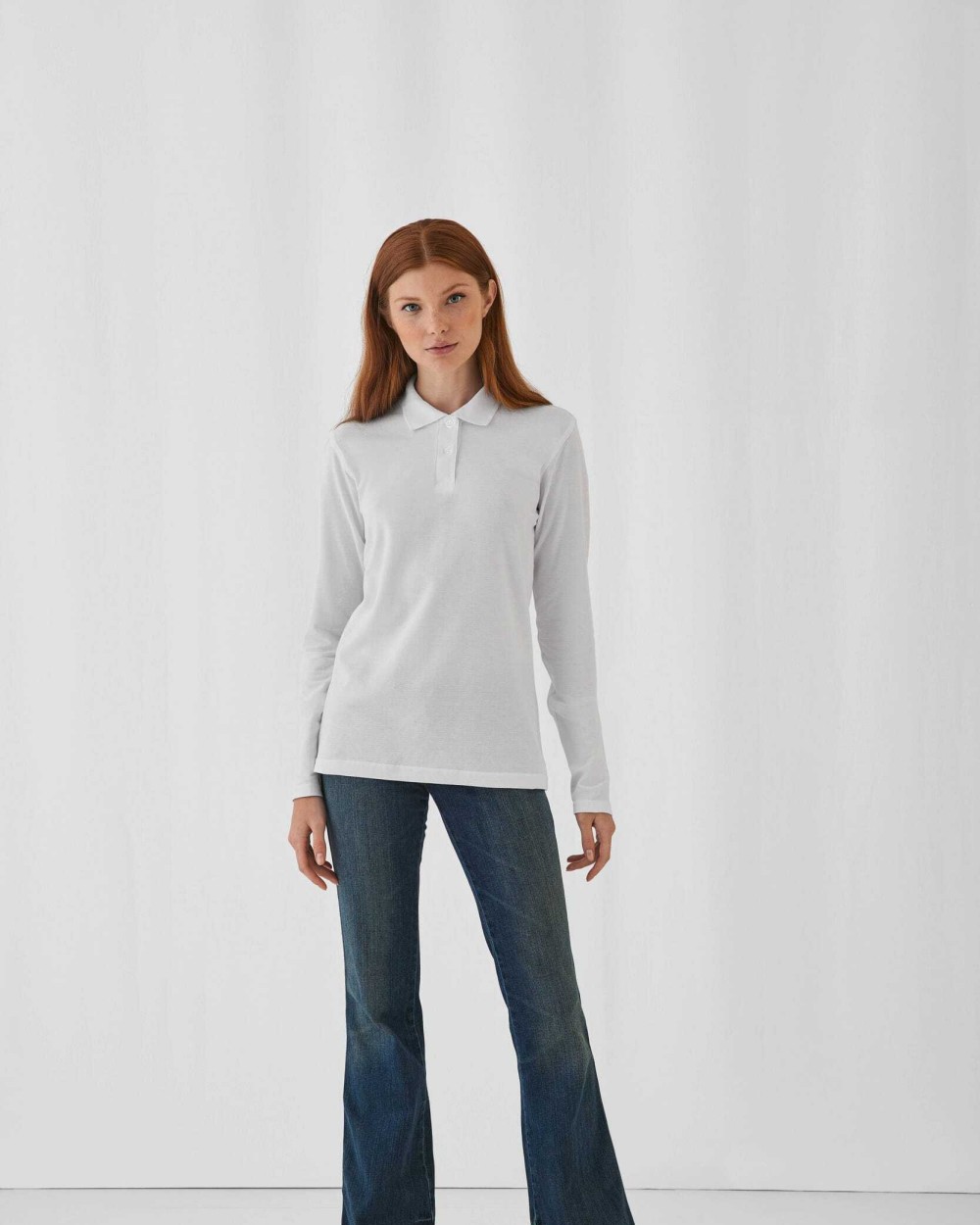 B&C ID.001 Ladies' long-sleeved polo shirt Poloshirts personalisierbar