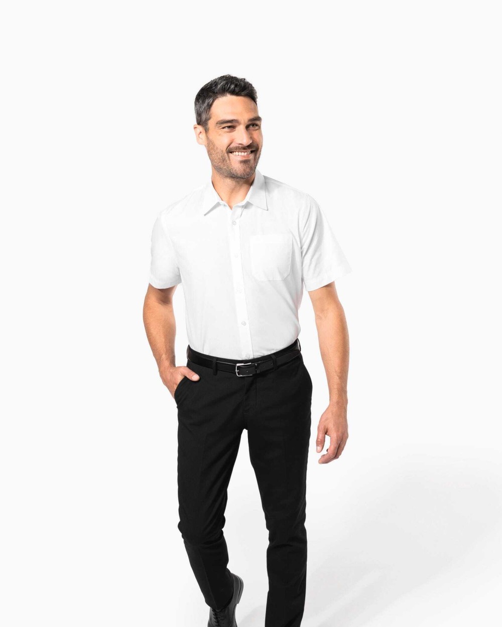 Hemden KARIBAN Heren poplin overhemd korte mouwen voor bedrukking &amp; borduring