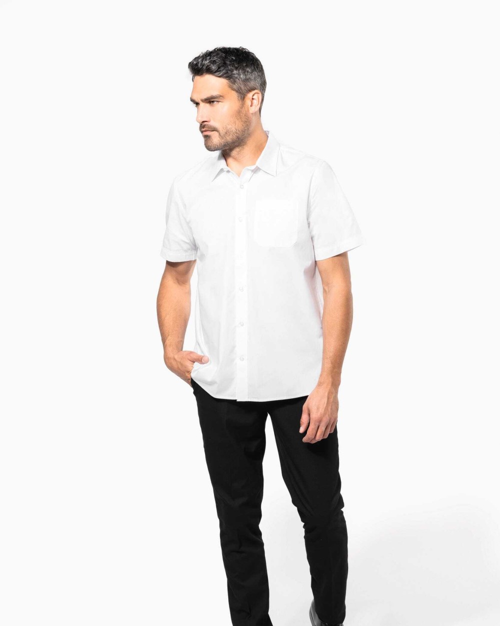 Hemden KARIBAN Heren poplin overhemd korte mouwen voor bedrukking &amp; borduring