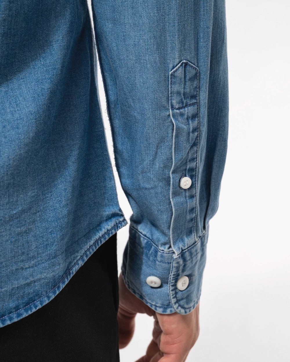 Hemden KARIBAN Herenoverhemd Denim voor bedrukking &amp; borduring