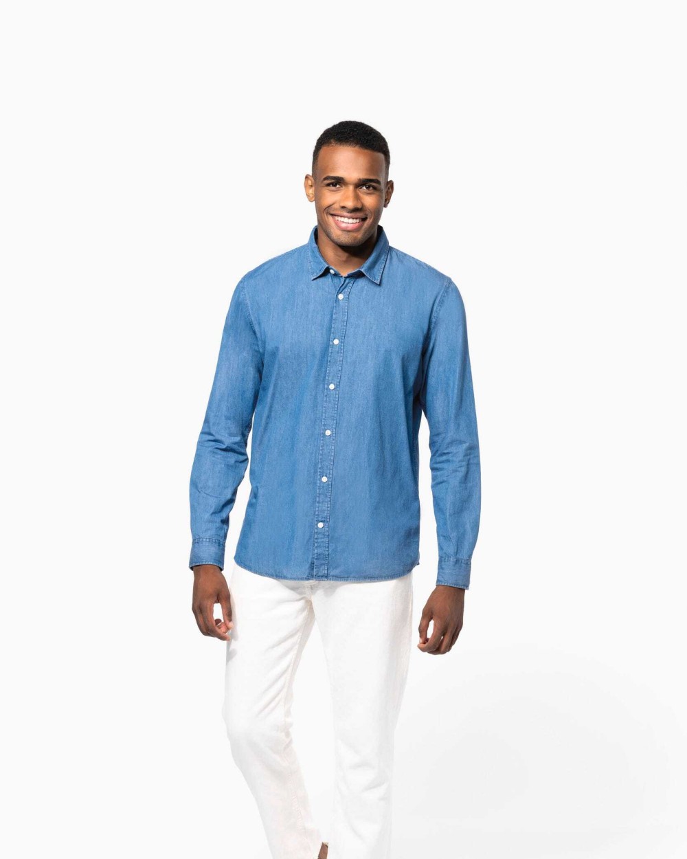 KARIBAN Herren Denimhemd Hemden personalisierbar