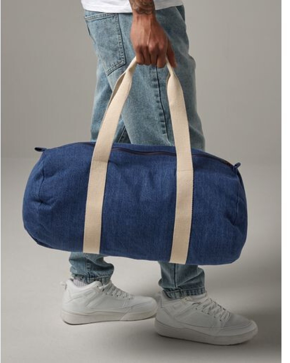 Tassen & Zakken BAG BASE DENIM BARREL BAG voor bedrukking &amp; borduring