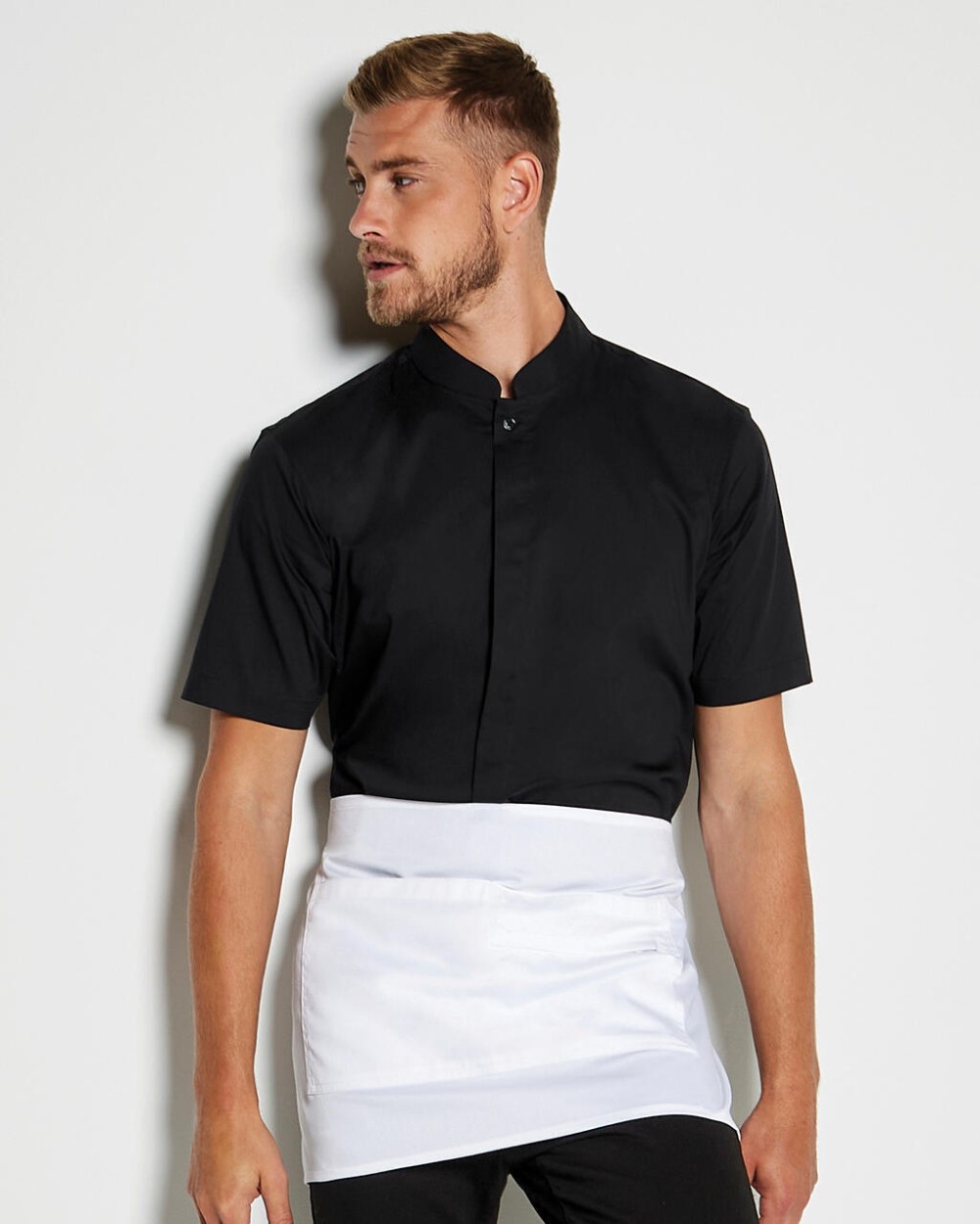 Hemden KUSTOM KIT Tailored Fit Mandarin Collar Shirt SSL voor bedrukking &amp; borduring