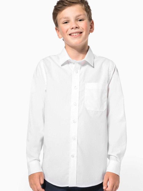 Chemises à personnaliser KARIBAN Chemise popeline manches longues enfant 