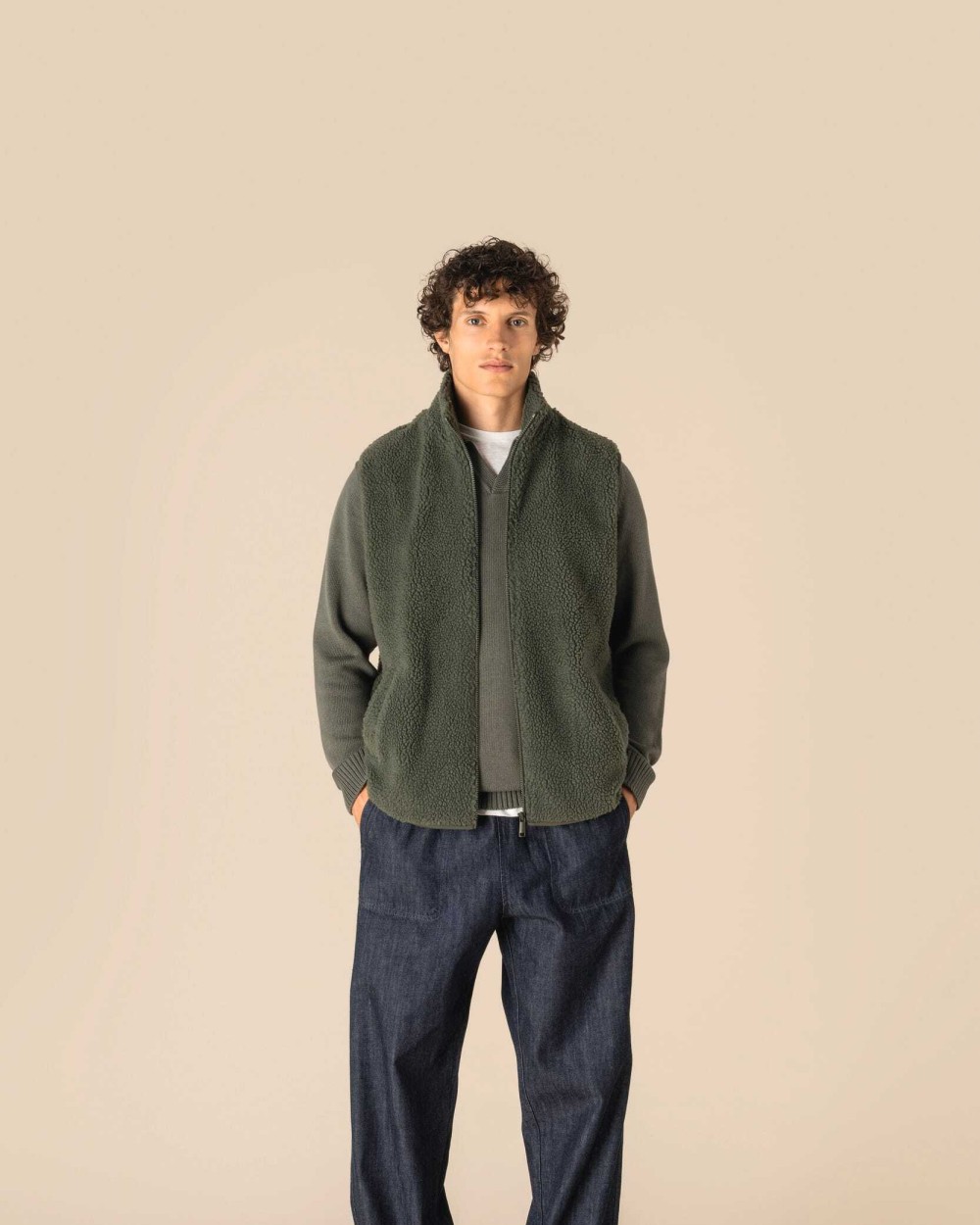 SPASSO Ärmellose Sherpa-Jacke für Herren Polar Fleeces personalisierbar