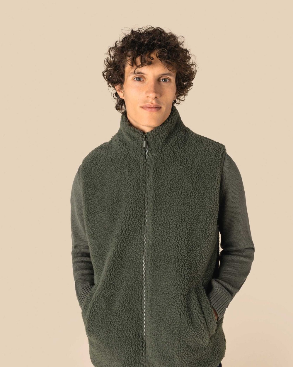 SPASSO Ärmellose Sherpa-Jacke für Herren Polar Fleeces personalisierbar