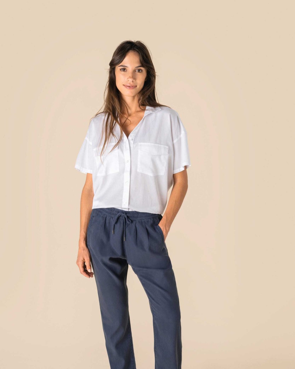 Pantalons personnalisable SPASSO Pantalon écoresponsable délavé en lyocell femme