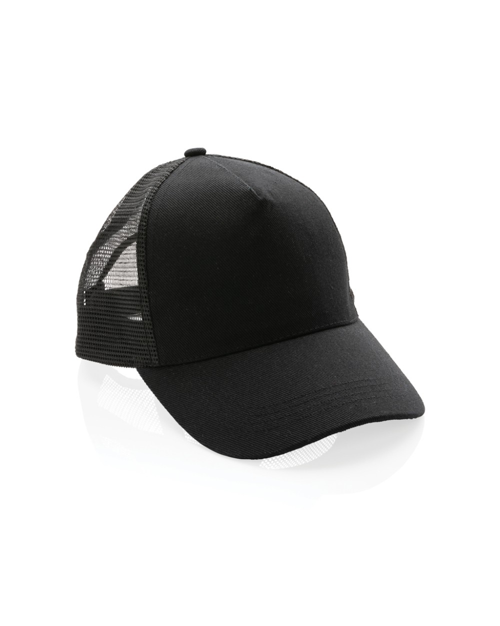 Petjes 4DO Impact AWARE™ 5 panel recycled katoenen truckercap voor bedrukking &amp; borduring