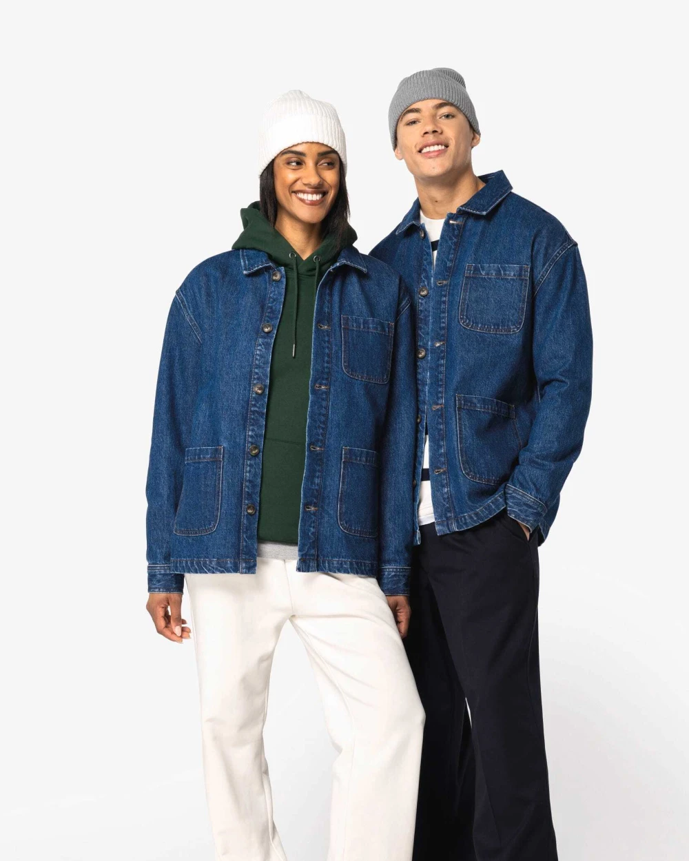Vestes personnalisable NATIVE SPIRIT Veste en jean écoresponsable à épaules tombantes unisexe