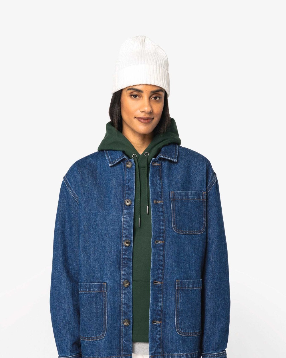 NATIVE SPIRIT Umweltfreundliche Unisex-Jeansjacke mit überschnittenen Schultern Jacken personalisierbar