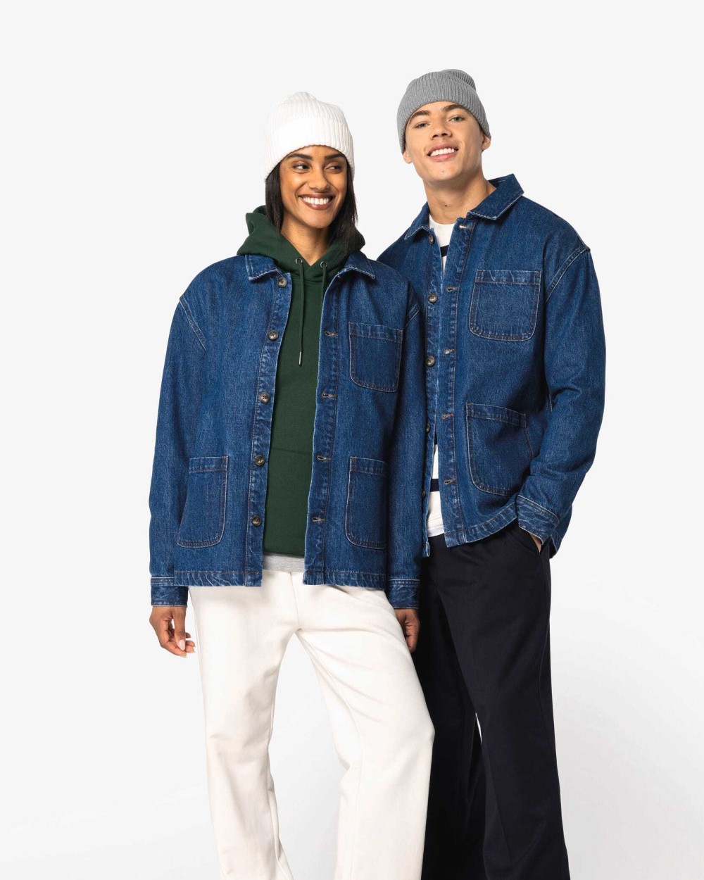 NATIVE SPIRIT Umweltfreundliche Unisex-Jeansjacke mit überschnittenen Schultern Jacken personalisierbar