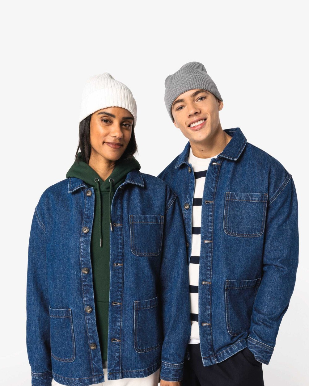 NATIVE SPIRIT Umweltfreundliche Unisex-Jeansjacke mit überschnittenen Schultern Jacken personalisierbar