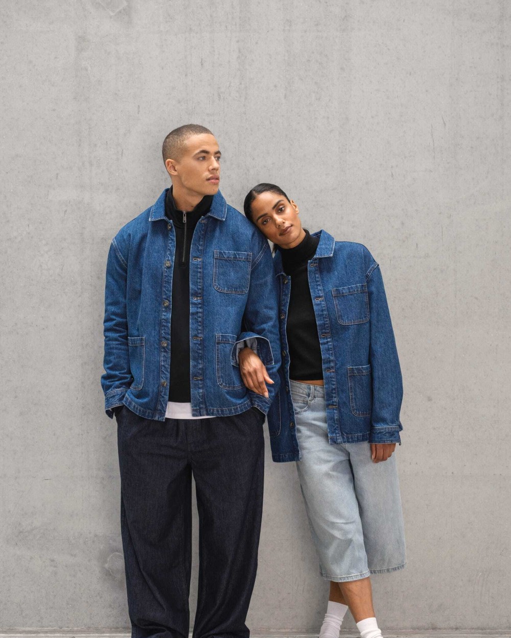 Vestes personnalisable NATIVE SPIRIT Veste en jean écoresponsable à épaules tombantes unisexe