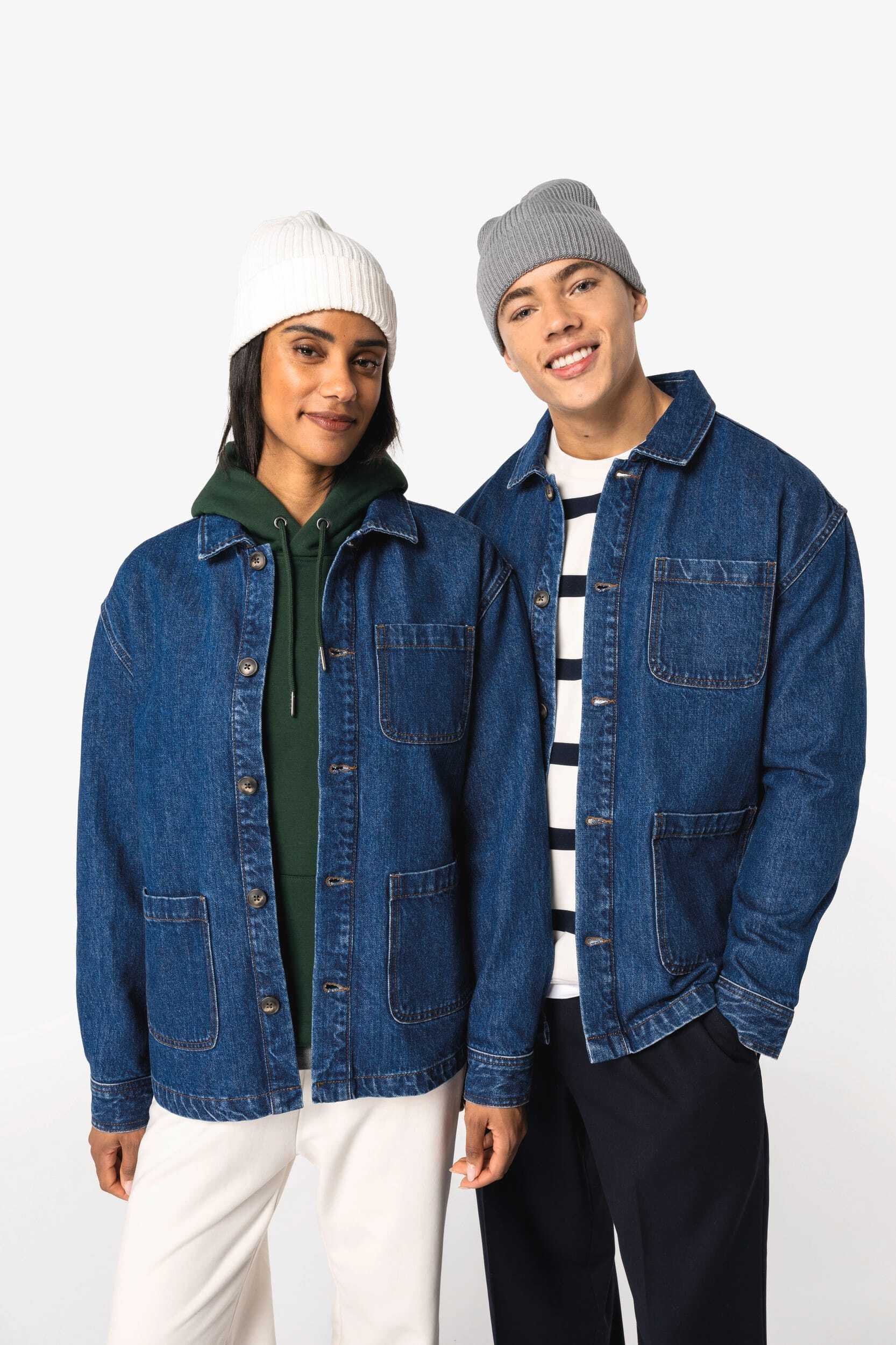 Vestes personnalisable NATIVE SPIRIT Veste en jean écoresponsable à épaules tombantes unisexe