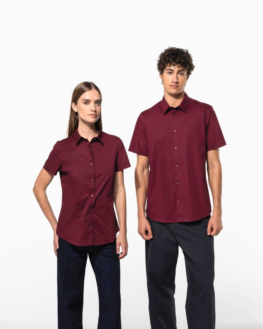 KARIBAN Herren Stretchhemd Kurzarm Hemden personalisierbar