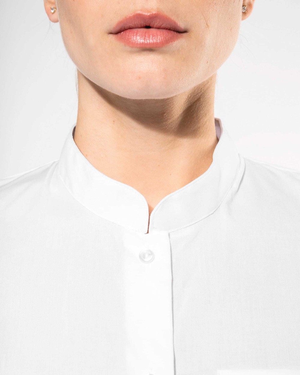 KARIBAN Damen hemdbluse mao-kragen langarm Hemden personalisierbar