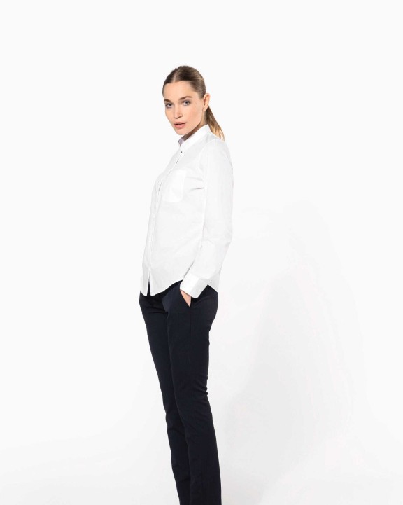 Hemden KARIBAN Damesblouse met "Mao" kraag lange mouwen voor bedrukking &amp; borduring