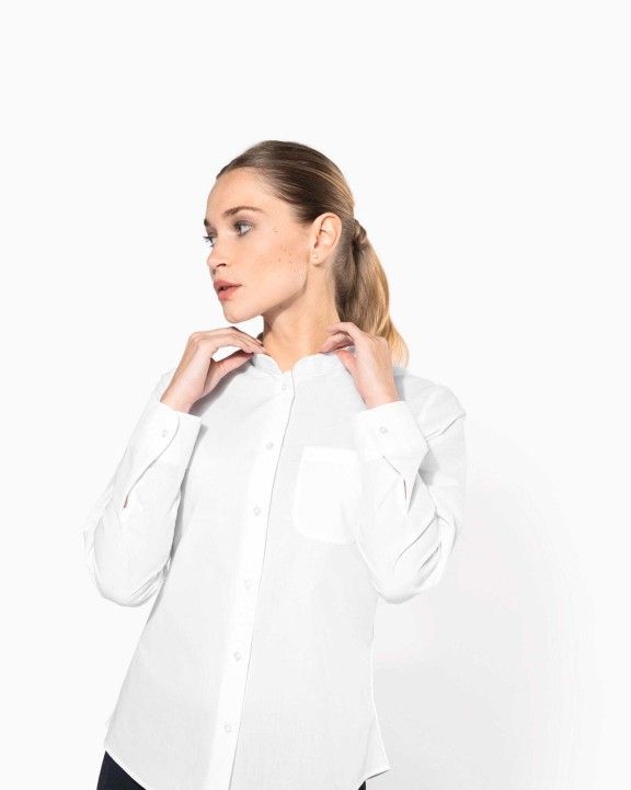 Hemden KARIBAN Damesblouse met "Mao" kraag lange mouwen voor bedrukking &amp; borduring