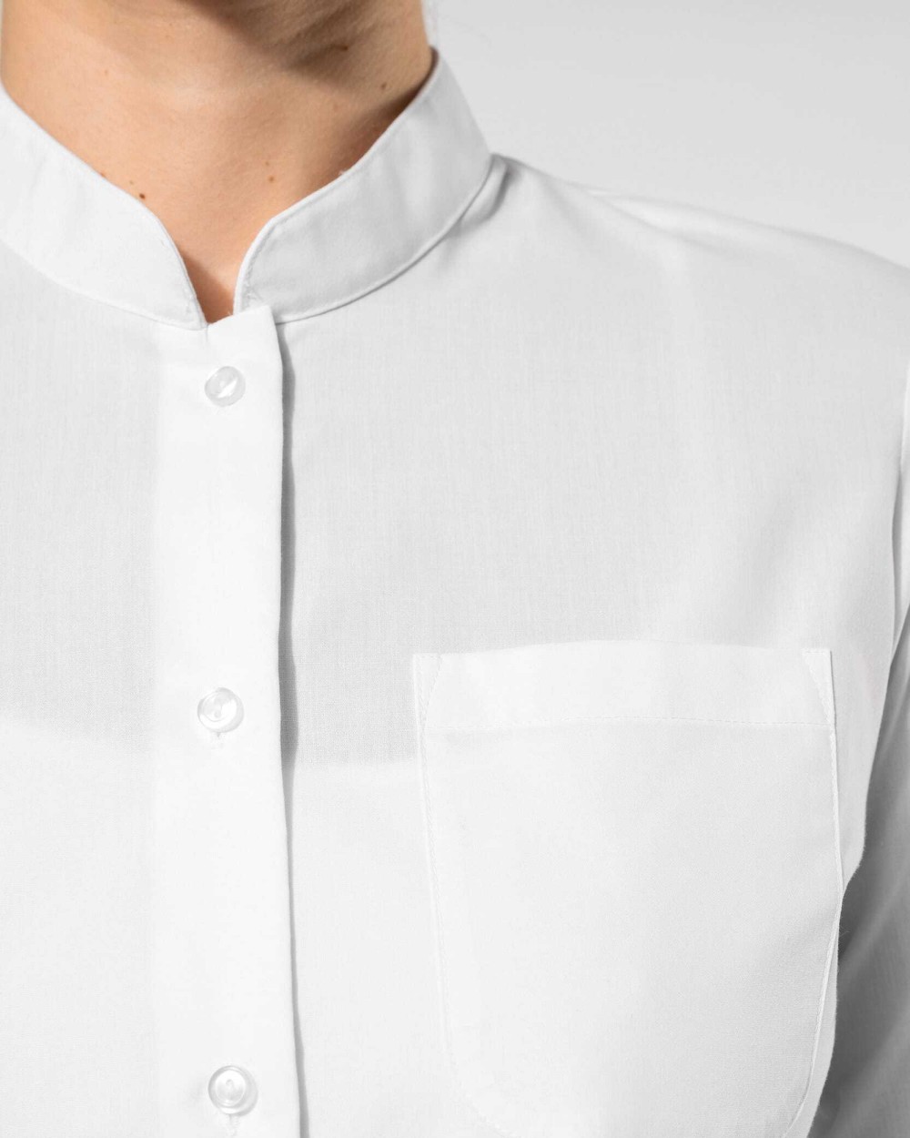 KARIBAN Damen hemdbluse mao-kragen langarm Hemden personalisierbar