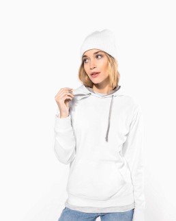 Sweat-shirt capuche contrastée femme