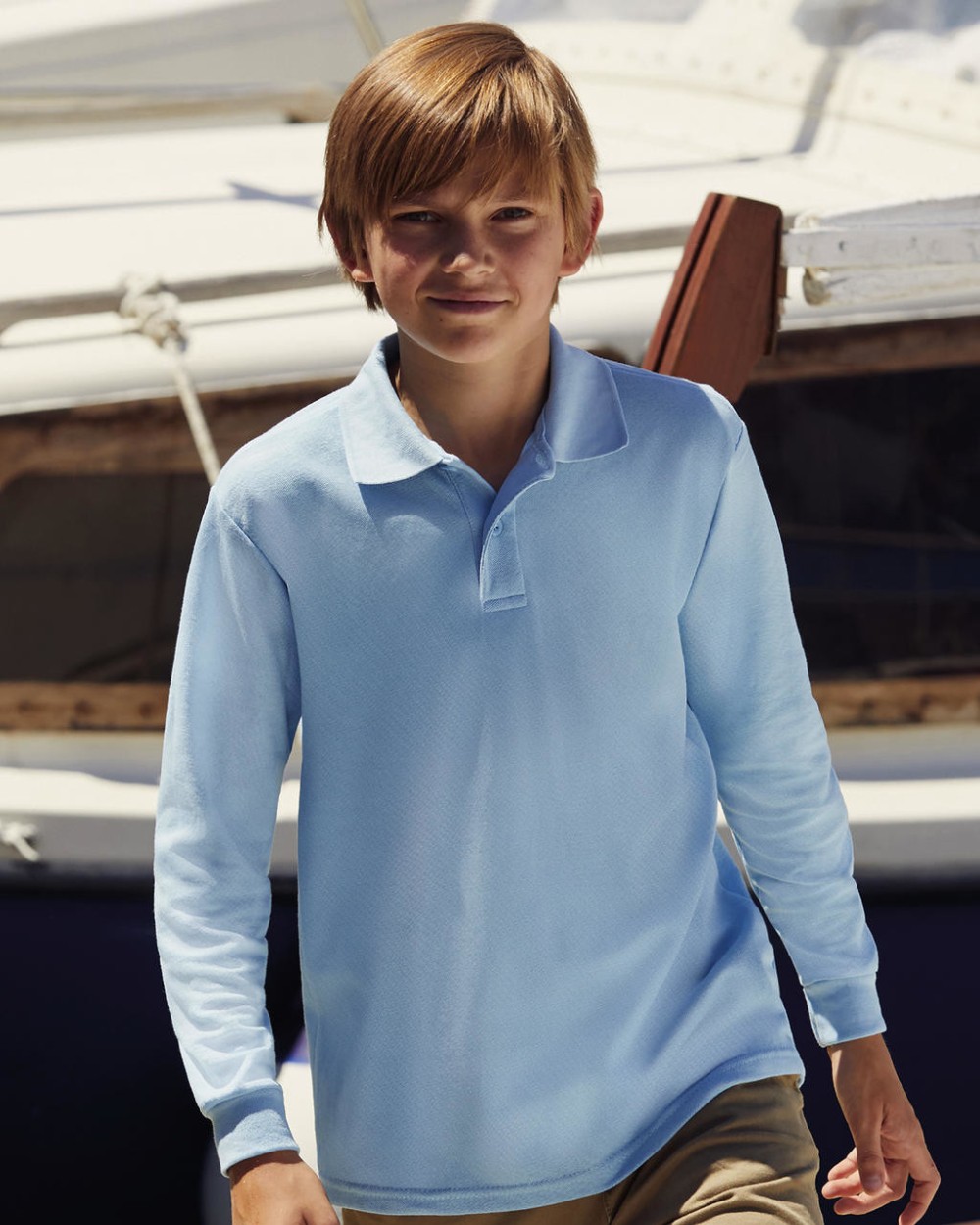 FOL Kinder Langarm-Polohemd 65/35 Poloshirts personalisierbar