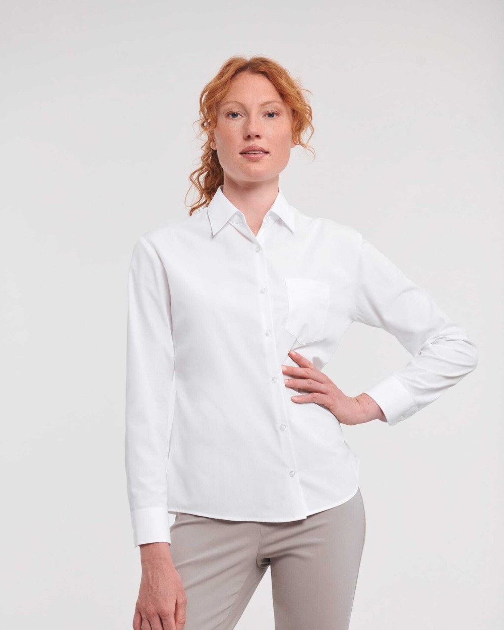Hemden RUSSELL Ladies' Ls Polycotton Poplin Shirt voor bedrukking &amp; borduring