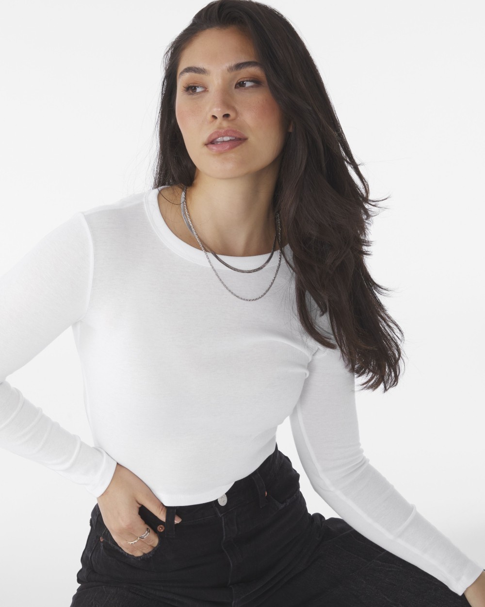 T-shirts BELLA-CANVAS WOMEN'S MICRO RIB LONG SLEEVE BABY TEE voor bedrukking &amp; borduring