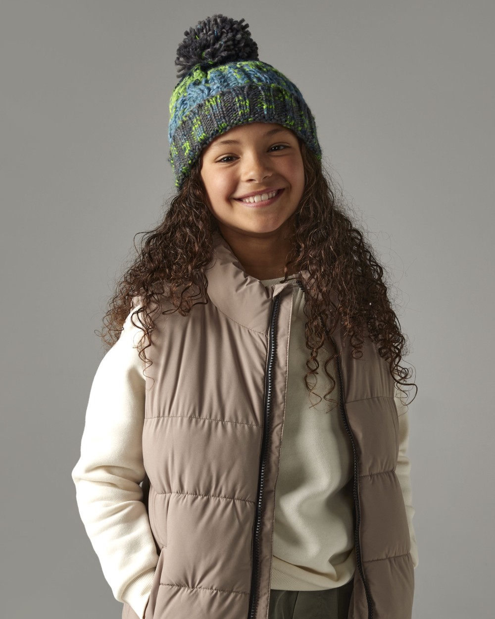 Mutsen BEECHFIELD Junior corkscrew pom pom beanie voor bedrukking &amp; borduring
