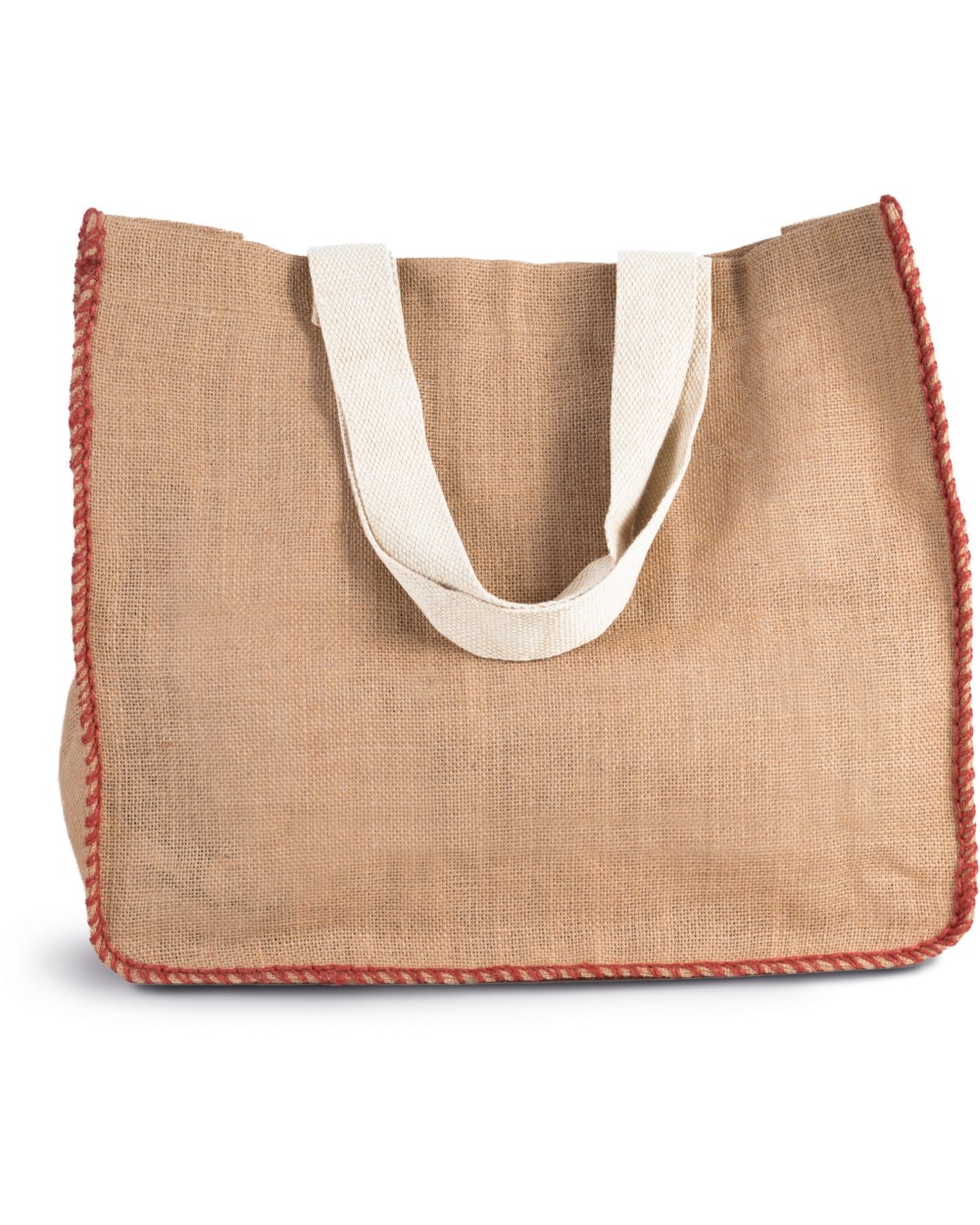 Tote bags KIMOOD Zak van jute met contrasterende naad voor bedrukking &amp; borduring