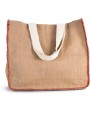 Tote bags KIMOOD Zak van jute met contrasterende naad voor bedrukking &amp; borduring