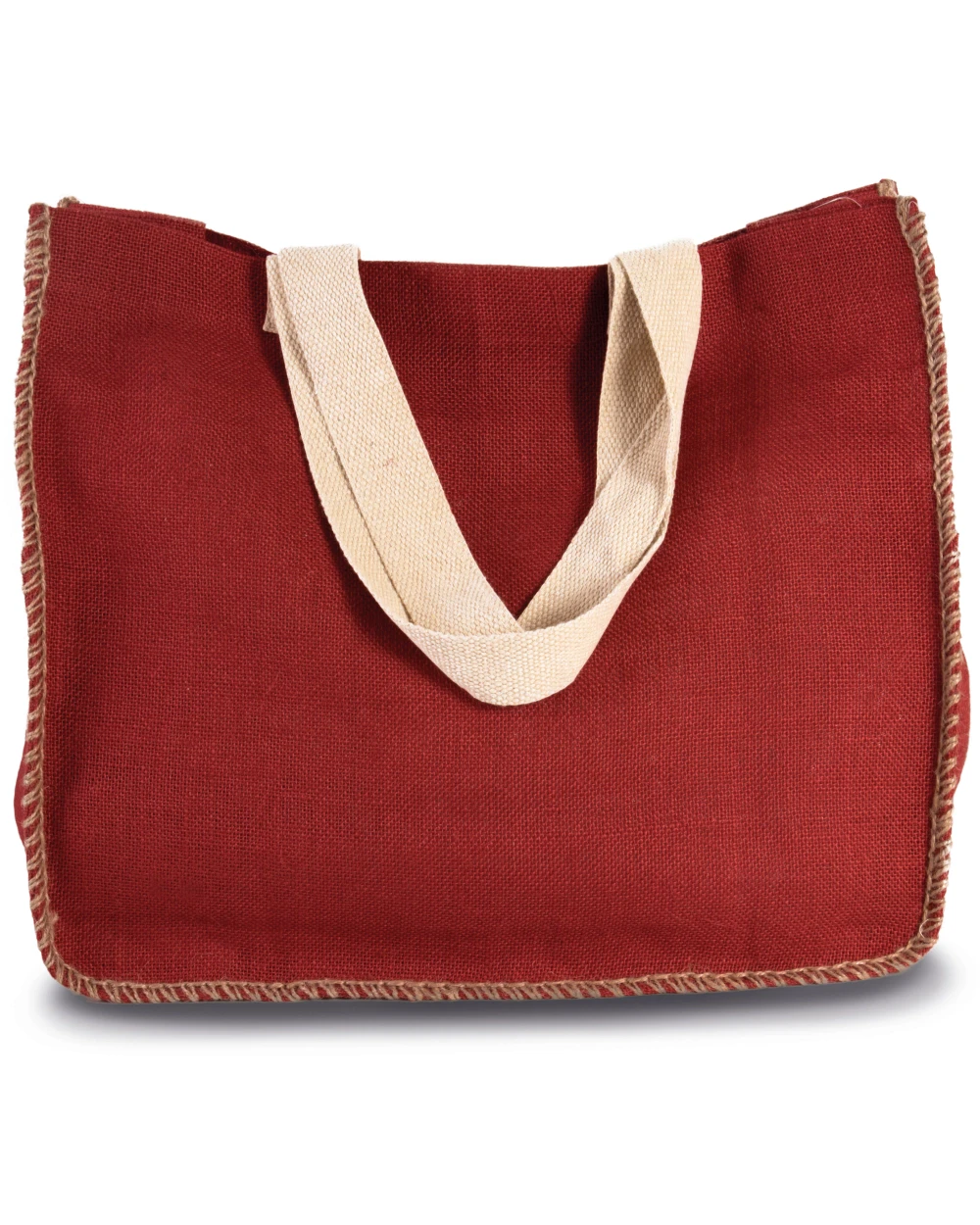 Tote bags KIMOOD Zak van jute met contrasterende naad voor bedrukking &amp; borduring