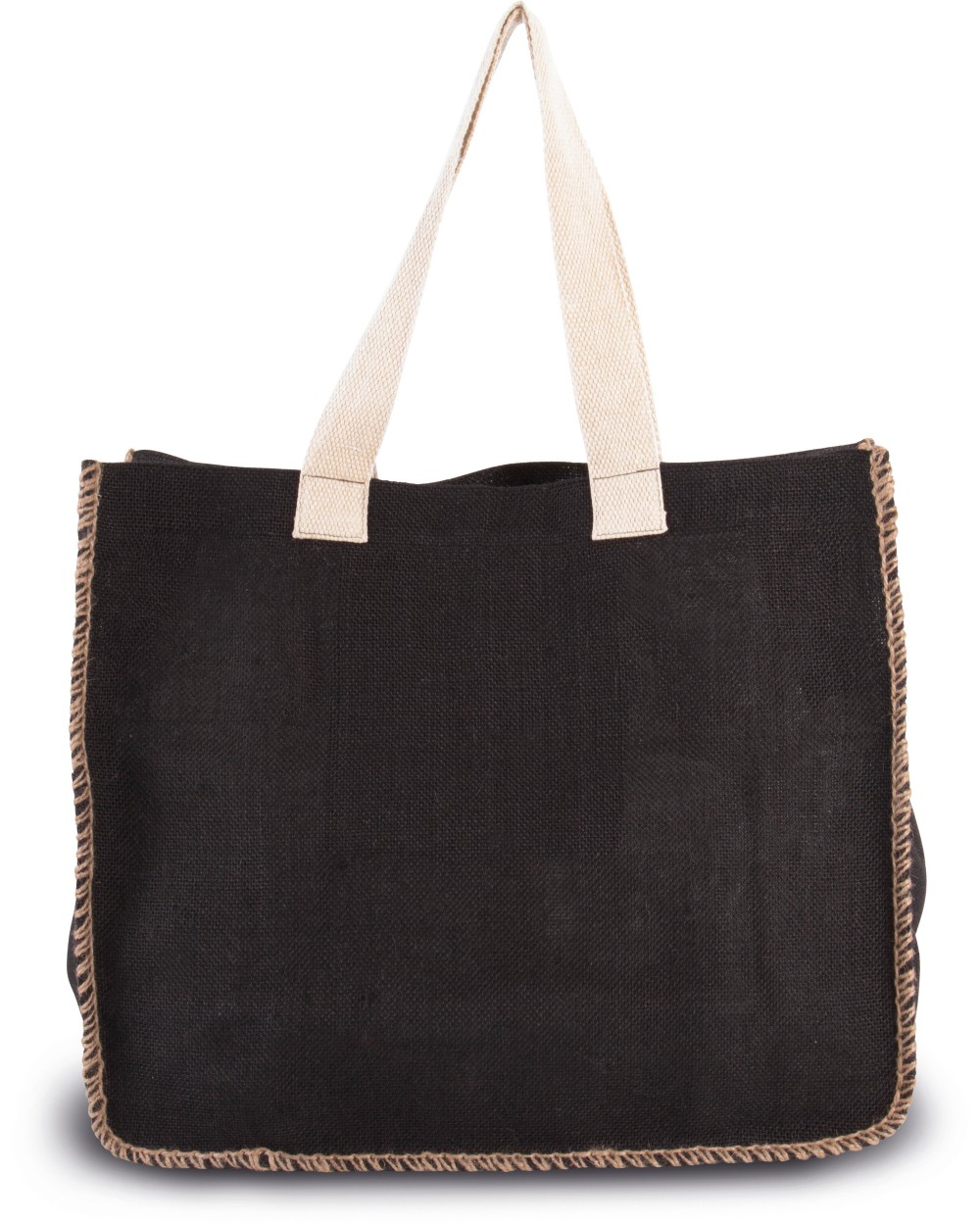 Tote bags KIMOOD Zak van jute met contrasterende naad voor bedrukking &amp; borduring