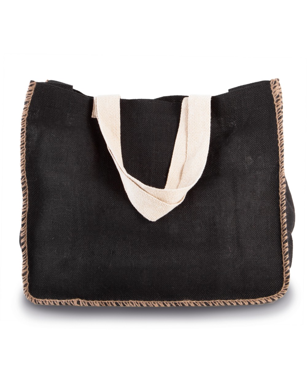 Tote bags KIMOOD Zak van jute met contrasterende naad voor bedrukking &amp; borduring