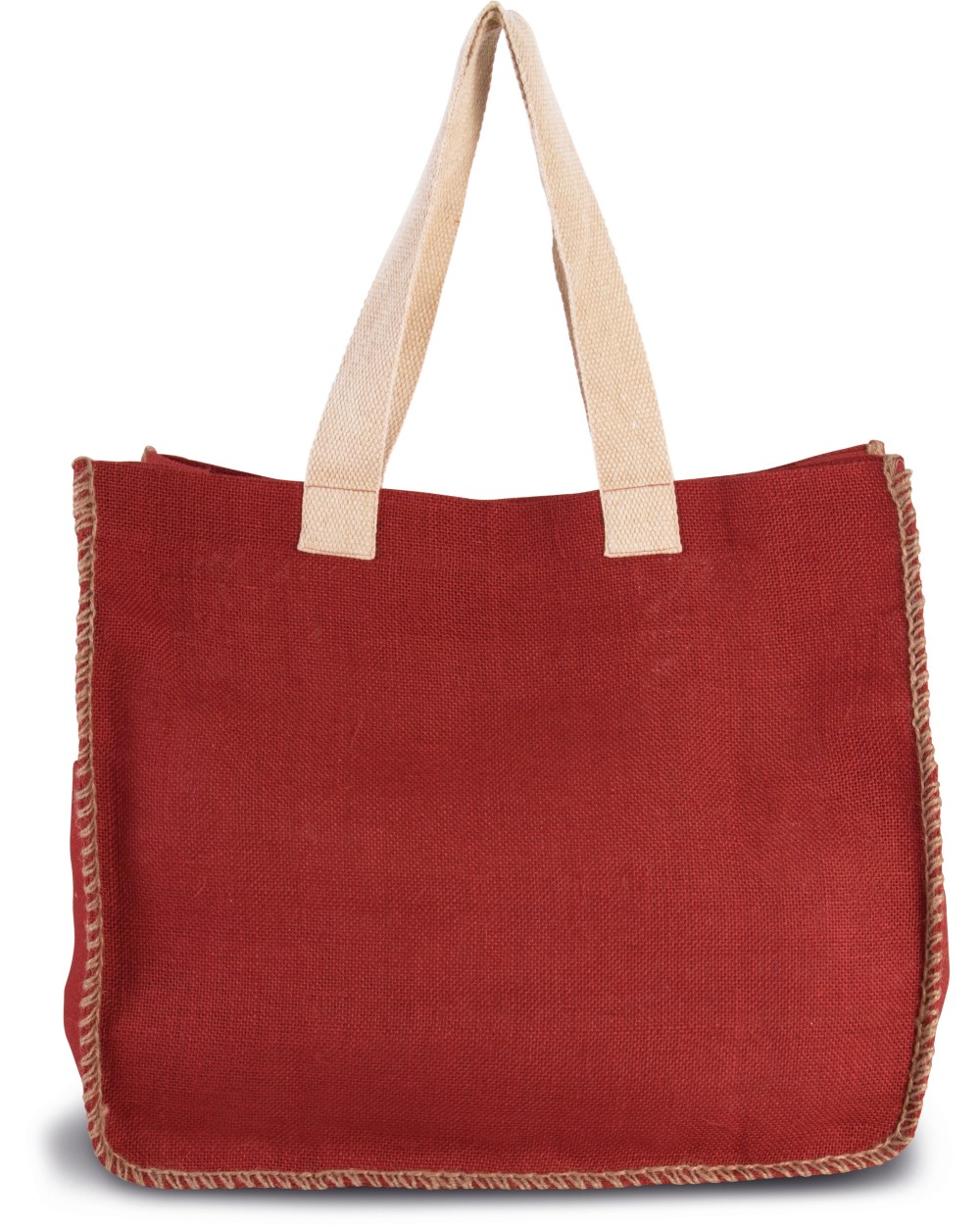 Tote bags KIMOOD Zak van jute met contrasterende naad voor bedrukking &amp; borduring