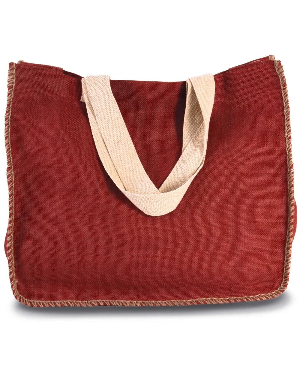 Tote bags KIMOOD Zak van jute met contrasterende naad voor bedrukking &amp; borduring