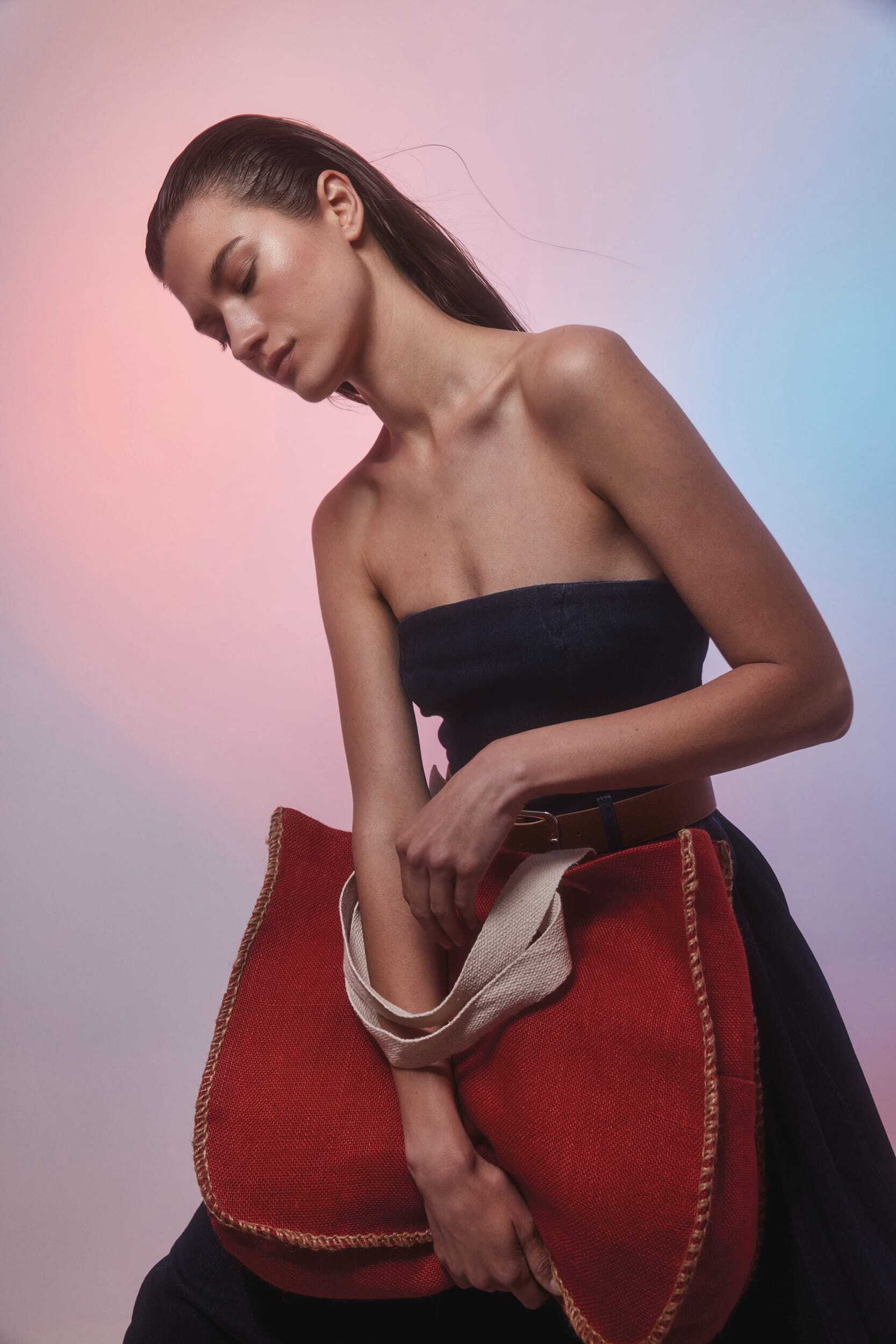 Tote bags personnalisable KIMOOD Sac en jute avec coutures contrastées