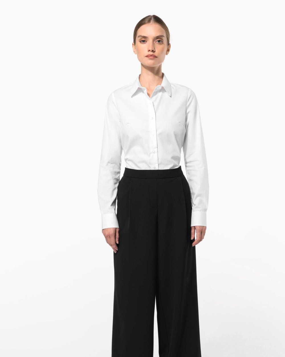 KARIBAN Langärmelige Popeline-Bluse Hemden personalisierbar