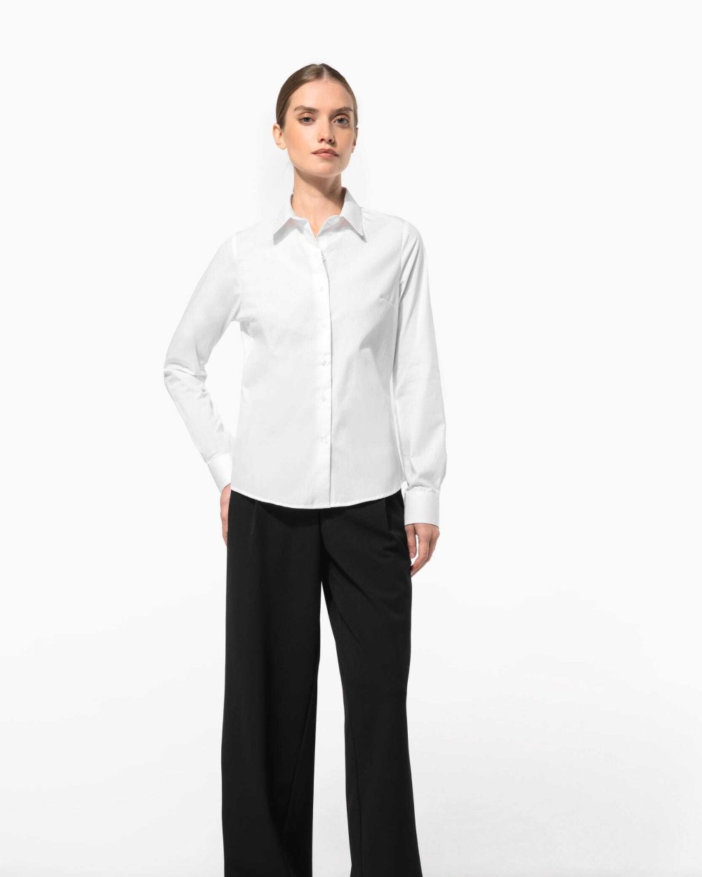 Hemden KARIBAN Damesblouse in popeline met lange mouwen voor bedrukking &amp; borduring