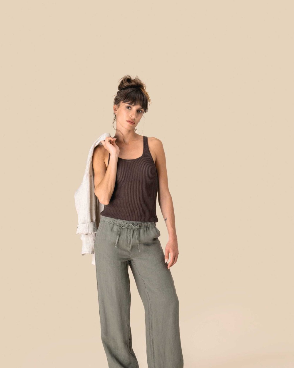 Pantalons personnalisable SPASSO Pantalon délavé en lin femme