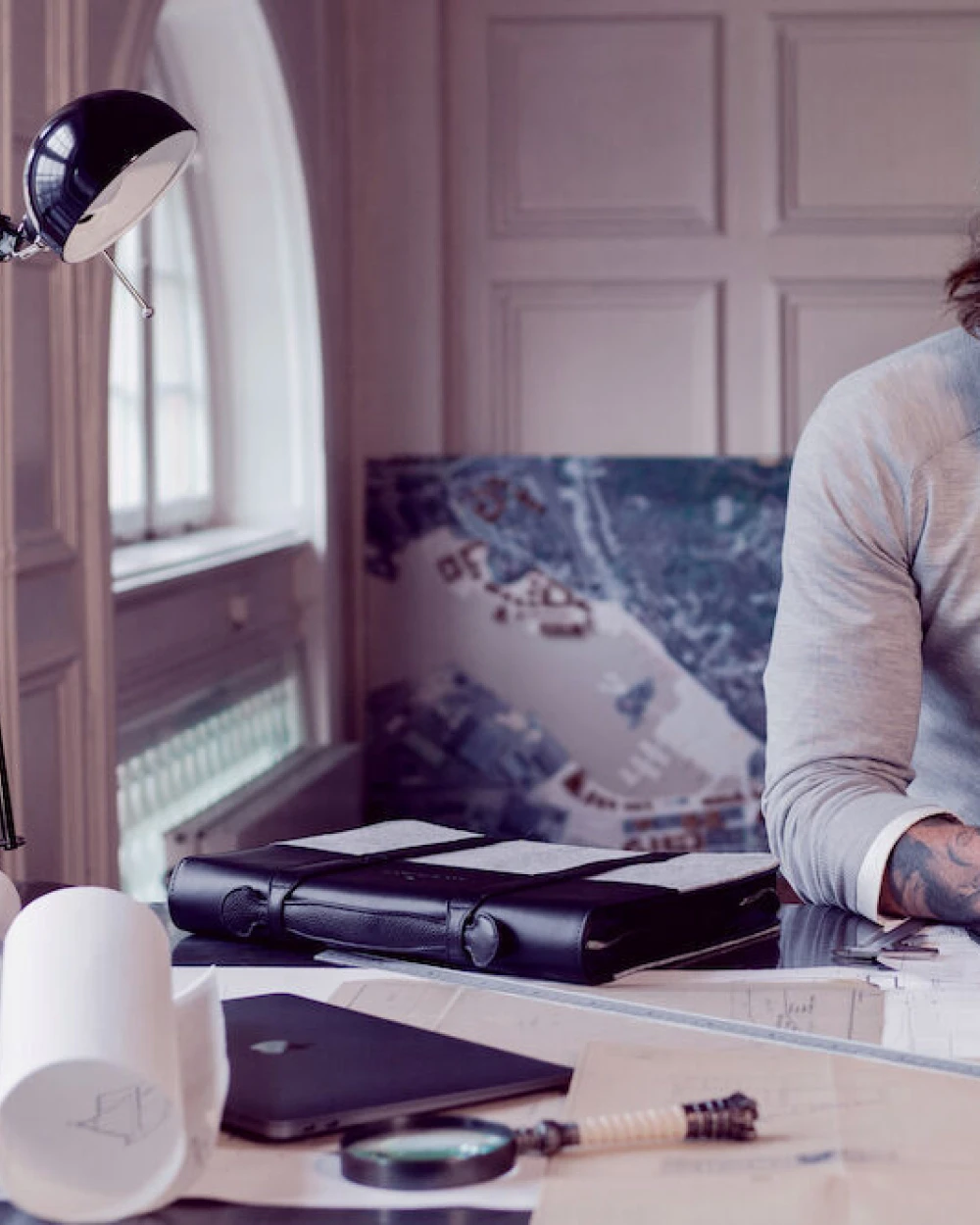 Truien J. HARVEST & FROST Merino U Gebreide Sweater Heren voor bedrukking &amp; borduring
